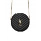 Y Vinyle Round Camera Bag in Chevron-Quilted Grain de Poudre Embossed Leather