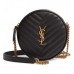 Y Vinyle Round Camera Bag in Chevron-Quilted Grain de Poudre Embossed Leather