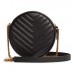 Y Vinyle Round Camera Bag in Chevron-Quilted Grain de Poudre Embossed Leather