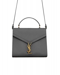 Y Cassandra Medium Top Handle in Box Y Leather and Suede