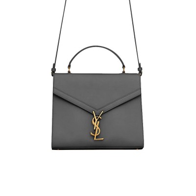 Y Cassandra Medium Top Handle in Box Y Leather and Suede