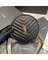 Y Circle Quilted Textured-leather Bag Black