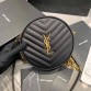 Y Circle Quilted Textured-leather Bag Black