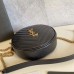 Y Circle Quilted Textured-leather Bag Black