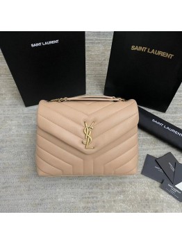 Y Small Loulou 23 Beige Leather Gold 23x17x9cm