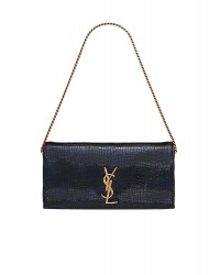 Y Kate Supple 99 Chain Bag in Crocodile-embossed Shiny Leather