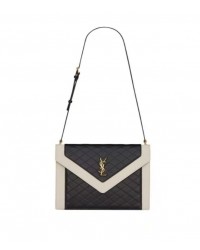 Y Gaby Satchel in Lambskin and Lamb Leather  Black&White