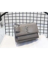 Y Medium Sunset In Crocodile Embossed Shiny Leather Bag