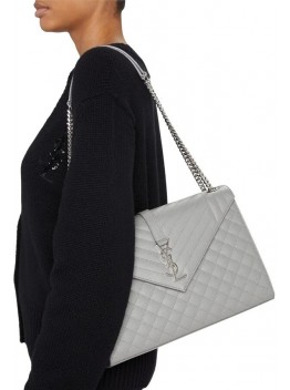 Y Large Tri-Quilted Matelasse Grain De Poudre Flap 1424 Nero Multi, Women’s, Shoulder Bags