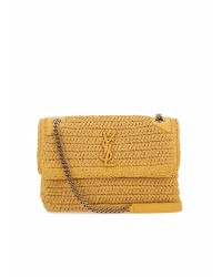 Y Niki Medium Chain Bag in Raffia and Leather
