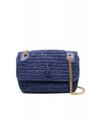 Y Niki Medium Chain Bag in Raffia and Leather