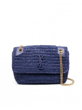 Y Niki Medium Chain Bag in Raffia and Leather