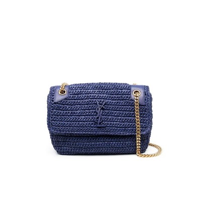 Y Niki Medium Chain Bag in Raffia and Leather