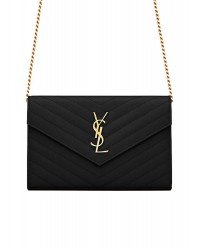 Y Cassandre Y Matelass Chain Wallet in Grain de Poudre Embossed Leather