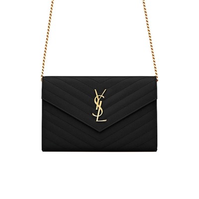 Y Cassandre Y Matelass Chain Wallet in Grain de Poudre Embossed Leather