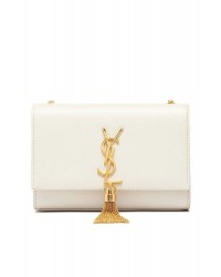 Y Kate Small Chain Bag with Tassel in Crocodile Embossed Shiny Leather