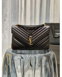 Y College Large Chain Bag Black With Gold Hardware