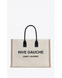Y RIVE GAUCHE LARGE TOTE BAG IN PRINTED CANVAS AND LEATHER