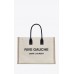 Y RIVE GAUCHE LARGE TOTE BAG IN PRINTED CANVAS AND LEATHER