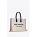 Y RIVE GAUCHE LARGE TOTE BAG IN PRINTED CANVAS AND LEATHER