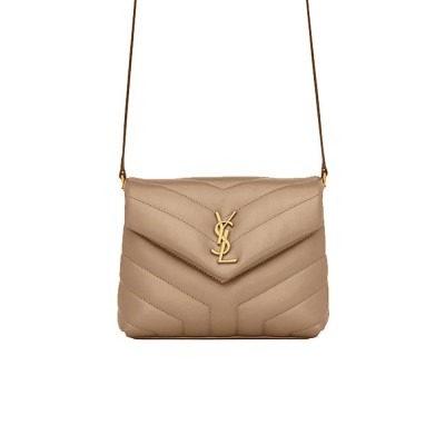 Y Loulou Toy Bag in Matelasse ‘Y’ Leather in Greyish Brown