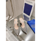 Aquazzura Pineapple 2025 SS New Pointed Toe Silver Pearl Silver Leather Block Heel Mule Pumps
