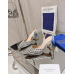 Aquazzura Pineapple 2025 SS New Pointed Toe Silver Pearl Silver Leather Block Heel Mule Pumps