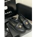 Chanel black leather shoes